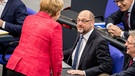 Merkel und Schulz im Bundestag | Bild: picture-alliance/dpa