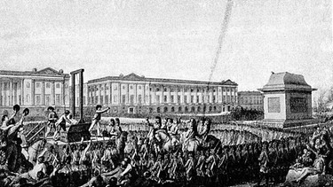 Das Bild zeigt die Hinrichtung des französischen Königs Ludwig XVI. (1754-1793) am 21. Januar 1793 durch die Guillotine.  | Bild: picture-alliance/dpa