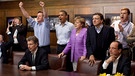 Cameron, Obama, Merkel und Barroso schauen das Champions League-Finale beim G8-Gipfel | Bild: picture-alliance/dpa