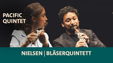 Aliya Vodovozova (Flöte) und Fernando José Martínez Zavala (Oboe) vom Pacific Quintet im Finale vom ARD-Musikwettbewerb am 11.09.2024 im Prinzregententheater in München  | Bild: Daniel Delang