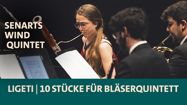 Clara Canimas i Furcarà (Fagott), Pau Roca Carreras (Oboe) und Carles Chordà Sanz (Horn) vom SenArts Wind Quintet im Finale vom ARD-Musikwettbewerb am 11.09.2024 im Prinzregententheater in München  | Bild: Daniel Delang