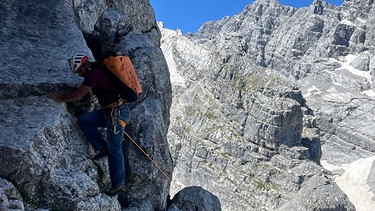 Klettertour mit Thomas Huber senior durch die Alte Westwand am kleinen Watzmann | Bild: BR; Georg Bayerle