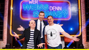 Moderator Kai Pflaume (Mitte) und seine Rateteam-Kapitäne Bernhard Hoëcker (links) und Elton. | Bild: NDR/Morris Mac Matzen