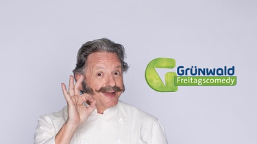 Key Visual Sendereihenbild mit Typo zu "Grünwald Freitagscomedy"mit Günter Grünwald in seiner Rolle als Joe Waschl (April 2019). | Bild: BR/Markus Konvalin/Montage: Susanne Baur