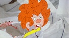 Der Pumuckl geht in die Schule. Als er in einen Papierkorb hüpft, bleibt er an einem Kaugummi kleben und wird sichtbar. | Bild: BR/Infafilm GmbH/Original-Entwurf "Pumuckl"-Figur: Barbara von Johnson