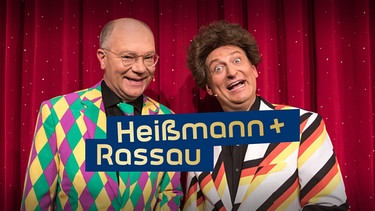 Key Visual Sendereihenbild mit Typo zu "Heißmann + Rassau". Frech, fröhlich und vor allem fränkisch brillieren Volker Heißmann und Martin Rassau - Bayerns beliebtestes Komödianten-Duo - immer wieder in unterschiedlichen Rollen. | Bild: BR/Montage: BR/Philipp Kimmelzwinger