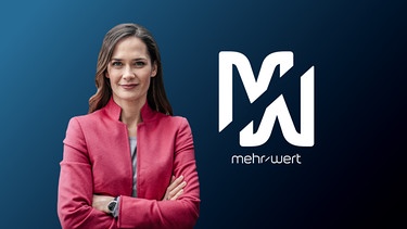 Key Visual/Cover Sendereihenbild mit Typo zu "mehr/wert". "mehr/wert" erklärt die Hintergründe der aktuellen Diskussionen in den Bereichen Wirtschaft und Soziales. Das Magazin gibt Antworten auf Verbraucher- und Alltagsfragen. Moderatorin ist Isabella Kroth. | Bild: BR/Fabian Stoffers/Montage: BR