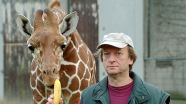 Die Giraffe Sylvester und ihr Pfleger Ferdinand Heinemann. | Bild: BR/WDR/Melanie Grande