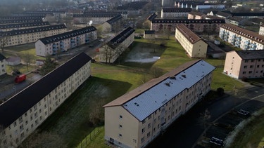 Das Ankerzentrum in Bamberg aus der Luft. | Bild: BR