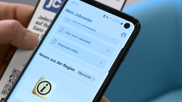 Die Jobcenter-App auf einem Smartphone. | Bild: BR