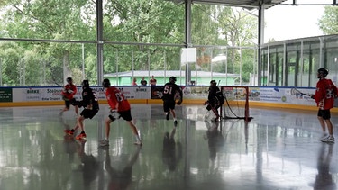 Ein Boxlacrosse-Spiel. Also Lacrosse auf einem Feld mit Bande. | Bild: BR