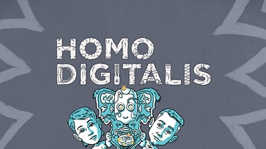 Homodigitalis, Illustration: Frau - Roboter, der sich in der Mitte aufklappt, Mann | Bild: BR/Benny Nero