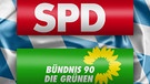 Parteilogos SPD und Bündnis 90/Die Grünen vor Bayernflagge | Bild: SPD, Bündnis 90/ Die Grünen; Montage: BR