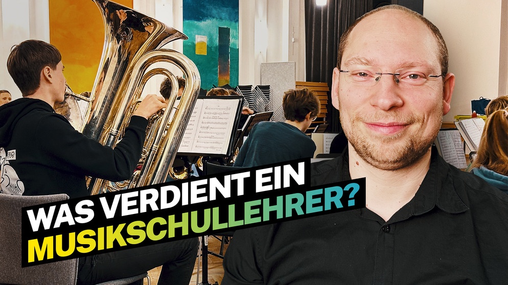 Musikschullehrer Hans / Text im Bild: Was verdient ein Musikschullehrer | Bild: BR