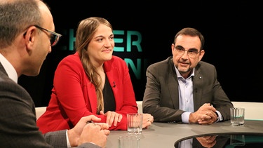 v.l.n.r. Ronja Endres, SPD-Vorsitzende in Bayern, Klaus Holetschek CSU-Fraktionsvorsitzender im Bayerischen Landtag | Bild: BR/Cosima Weiske