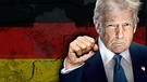 US-Präsident Donald Trump mit geballter Faust vor einer Deutschlandflagge (Fotomontage). Symbolbild zur drohenden Verhängung von Strafzöllen. | Bild: picture alliance / ASSOCIATED PRESS | Alex Brandon; picture alliance / Newscom | picture alliance / imageBROKER | Shahid Mehmood; picture alliance / SULUPRESS.DE | Torsten Sukrow / SULUPRESS.DE