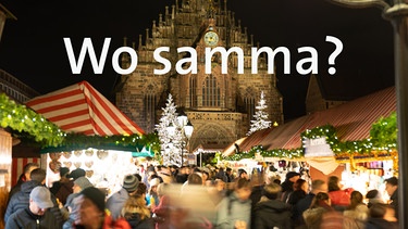 Ein Christkindlesmarkt und die Frage "Wo samma"? | Bild: colourbox.com, BR/Renate Windmeißer