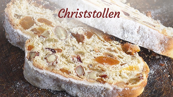 Zwei Scheiben Christstollen und das Wort "Christstollen" | Bild: colourbox.com, BR/Renate Windmeißer