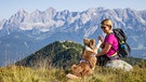 Frau mit Hund in den Bergen | Bild: picture alliance / picturedesk.com / Martin Huber