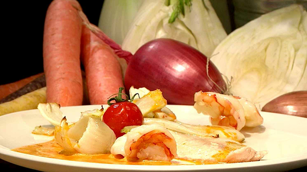 Saibling und Scampi mit Fenchelgemüse | Bild: BR