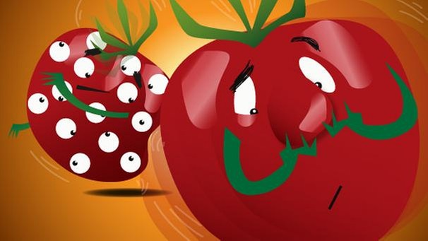 Illustration: Tomaten wundern sich, dass ihnen Nasen und Augen wachsen | Bild: BR/Tanja Begovic