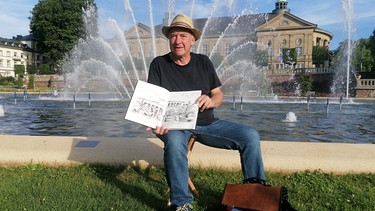 Jürgen Neumann ist für „Zwischen Spessart und Karwendel“ wieder mit Block und Zeichenstift auf Reisen gegangen. Diesmal nach Unterfranken ins Kurbad und Unesco Welterbe Bad Kissingen.  | Bild: BR