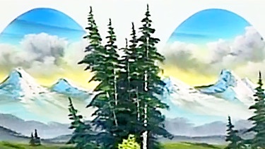 Bob Ross vor einem seiner Landschaftsbilder. | Bild: BR/Bob Ross Company