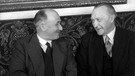 Deutschland war für Jean Monnet immer der Schlüssel für ein vereintes Europa. Foto: Jean Monnet und Konrad Adenauer (rechts). | Bild: SR/Rüdiger Mörsdorf Filmproduktion