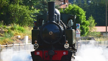 Die Dampflok des Velay-Express ist klein aber sie hat es in sich - sie ist eine der wenigen Mallet-Lokomotiven, die auf einer Schmalspurbahn noch in Betrieb ist. | Bild: SWR