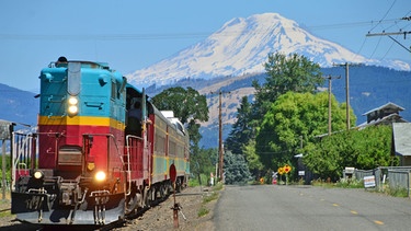 Kurzer Zwischenhalt an einem Weingut – Oregon ist nach Kalifornien eine der wichtigsten Weinbauregionen der USA – im Hintergrund ist diesmal der Mount Adams zu sehen. Ebenfalls ein Vulkan, er liegt schon im Bundesstaat Washington. | Bild: SWR