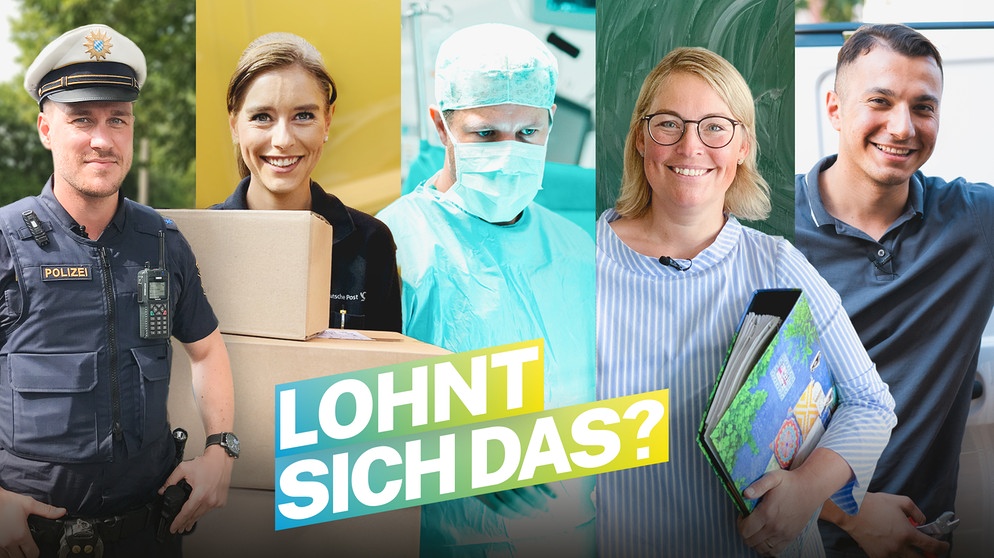 Key Visual/Cover Sendereihenbild mit Typo von "Lohnt sich das?". In der Reihe "Lohnt sich das?" sprechen Menschen offen über ihr Einkommen, wie sie damit leben und für was sie es ausgeben. | Bild: BR/Protas/Montage: Simon Heimbuchner