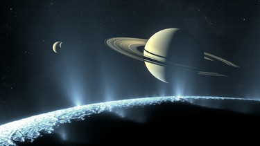 Illustration einiger Saturn-Monde. | Bild: GSFC/NASA