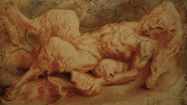 Kreide, laviert, auf Papier von Peter Paul Rubens,  um 1605/08: "Ruhender Pan" | Bild: picture-alliance/dpa