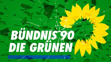 Logo der Grünen mit Rissen | Bild: picture-alliance/dpa