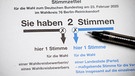 Wahlzettel zur Bundestagswahl 2025. | Bild: picture alliance/photothek.de/Thomas Trutschel