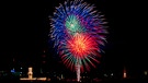 Prachtfeuerwerk auf der Fürther Kärwa, aufgenommen vom Südturm der Sebalduskirche in Nürnberg. | Bild: Jürgen Winkler, Nürnberg, 10.10.2024