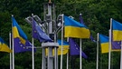 Ukrainische und EU-Flaggen | Bild: Bayerischer Rundfunk 2024