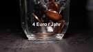 Centmünzen in einem Glas mit Wasser | Bild: Bayerischer Rundfunk 2024