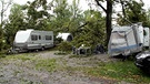 Umgestürzte Bäume auf einem Campingplatuz | Bild: Bayerischer Rundfunk 2023