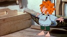 Folge 15: Der Wollpullover / Pumuckl friert schrecklich, weil es in der Werkstatt so kalt ist. Die nette Frau Schröder strickt ihm einen kleinen Pullover. | Bild: BR/Infafilm GmbH/Original-Entwurf "Pumuckl"-Figur: Barbara von Johnson