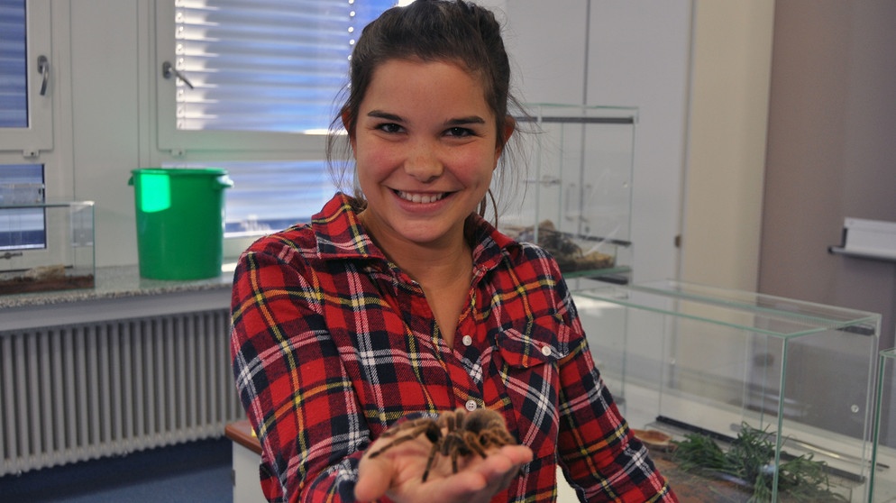 Vogelspinne | Anna hat sich ihrer Angst gestellt und eine Vogelspinne auf die Hand genommen. | Bild: BR | Text und Bild Medienproduktion GmbH & Co. KG