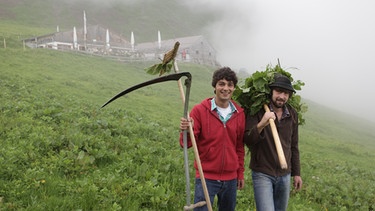 Der Alm-Check / Can mit Senn Florian beim Sensen | Bild: BR / megaherz GmbH / HF Hopfner