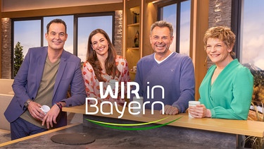 Dominik Pöll, Andrea Lauterbach, Michael Sporer und Sandra Bouscarrut im Wir in Bayern Wohnzimmer | Bild: BR