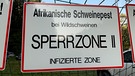 Ein Schild warnt vor der Afrikanischen Schweinepest. | Bild: BR