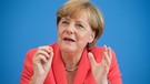 Angela Merkel spricht auf einer Pressekonferenz | Bild: dpa-Bildfunk