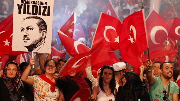 Erdogan Unterstützer bei einer Demonstration | Bild: picture-alliance/dpa