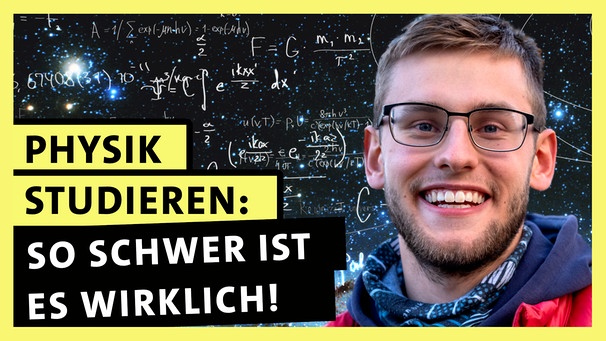 Jonas studiert im 5. Semester den Studiengang Physik an der Universität Dresden | Bild: Bayerischer Rundfunk/Hintergrund: Adobe Stock/BR/Hintergrundbild: Ulia Koltyrina /Joana Lenz