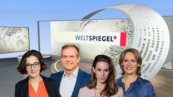 Die Weltspiegel-Moderatorinnen und -Moderatoren Natalie Amiri, Isabel Schayani, Ute Brucker, Andreas Cichowicz  | Bild: dpa-Bildfunk/ARD Presse