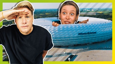 Marc Seibold und Julia Nageler vor der Allianz Arena | Bild: BR