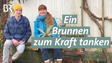 Ein Brunnen im begrünten Innenhof als Gartenschatz? Für Benjamin Donner aus Rosenheim definitiv! Der Brunnen mit Sitzecke umgeben von vielen Pflanzen hat ihn durch eine schwere Phase gebracht.  | Bild: Sabrina Nitsche